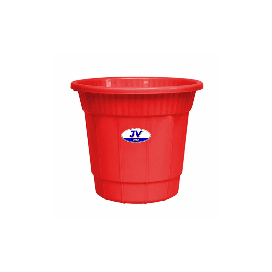 Open Plastic Dustbin Without Lid Red