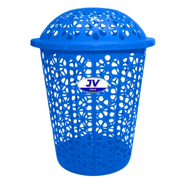 Plastic Laundry Basket With Lid Blue