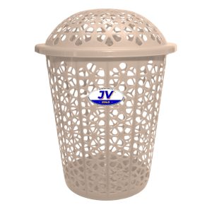 Plastic Laundry Basket With Lid Cream
