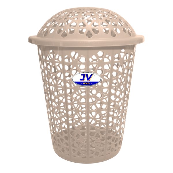 Plastic Laundry Basket With Lid Cream
