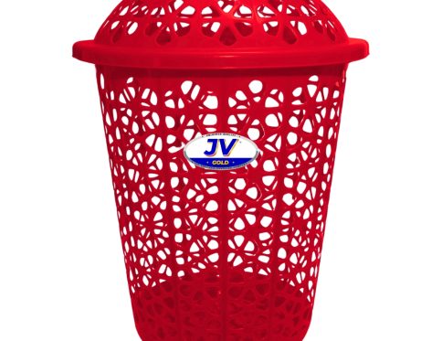 Plastic Laundry Basket With Lid Red