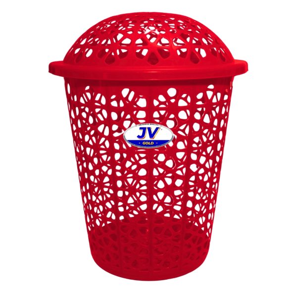 Plastic Laundry Basket With Lid Red