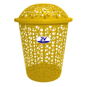 Plastic Laundry Basket With Lid Yellow