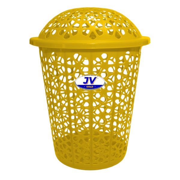 Plastic Laundry Basket With Lid Yellow
